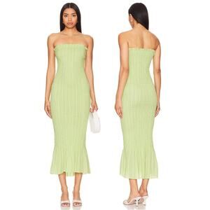 Apres Studio Ruched Strapless Midi Dress Smocked 100% Cotton Summer Vacation M